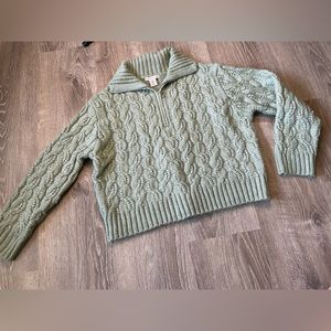 Sincerely Jules XL Mint Green Knit Three Quarter Zip Womens Pullover Sweater